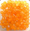 10mm Frosted Glass Beads - Orange, approx 40 beads