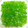 6mm Frosted Glass Beads - Grass Green, approx 100 beads