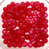 6mm Frosted Glass Beads - Berry Red, approx 100 beads
