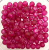 6mm Frosted Glass Beads - Raspberry, approx 100 beads