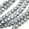 3X2mm Faceted Glass Rondelle beads - SILVER METALLIC - approx 16" strand (approx 200 beads)