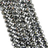 3x2mm Faceted Glass Rondelles - PLATINUM METALLIC - approx 16" strand (approx 200 beads)