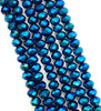 3.5x2.5mm Faceted Glass Rondelles - BLUE METALLIC - approx 15" strand (approx 150 beads)