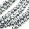 3.5x2.5mm Faceted Glass Rondelles - SILVER METALLIC - approx 15" strand (approx 150 beads)