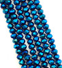 Blue Metallic 12x9mm Faceted Glass Rondelles