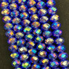 4x3mm Faceted Glass Rondelles - DEEP BLUE AB - approx 150 beads / 18 inch strand