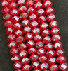 6x4mm Faceted Glass Rondelles - DARK RED AB - approx 100 beads / 16 inch strand