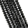4x3mm Faceted Glass Rondelles - BLACK - approx 150 beads / 18 inch strand