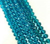 8x6mm Faceted Glass Rondelles - DARK TURQUOISE - approx 72 beads / 17 inch strand