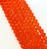 6x4mm Faceted Glass Rondelles - ORANGE-RED - approx 100 beads / 16 inch strand