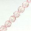 Strand of faceted round glass beads - approx 8mm, Pink, approx 40 beads, 12in