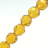 Strand of faceted round glass beads - approx 8mm, Gold, approx 40 beads, 12in