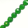 Strand of faceted round glass beads - approx 8mm, Emerald Green, approx 40 beads, 12in