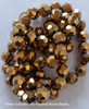 Strand of faceted round glass beads - approx 10mm, Gold Metallic, approx 30 beads, 12in