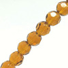 Strand of faceted round glass beads - approx 10mm, Amber, approx 30 beads, 12in