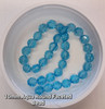 Strand of faceted round glass beads - approx 10mm, Aqua, approx 30 beads, 12in