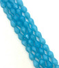 Strand of faceted drop glass beads (briolettes) - approx 11x7mm, Mid Blue Translucent, approx 72 beads