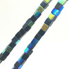 4mm Glass Cube beads - BLACK AB - approx 12" strand (75 beads)