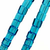 4mm Glass Cube beads - TURQUOISE - approx 12" strand (75 beads)