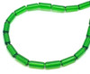 10x4mm Glass Tube Beads, EMERALD GREEN, approx 12" strand, 32 beads