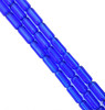 15x6mm Glass Tube Beads, BLUE, approx 12" strand, 22 beads