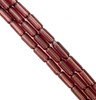 15x6mm Glass Tube Beads, PLUM, approx 12" strand, 22 beads
