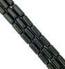 15x6mm Glass Tube Beads, BLACK, approx 12" strand, 22 beads
