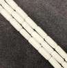 10x4mm Glass Tube Beads, WHITE OPAQUE, approx 12" strand, 32 beads
