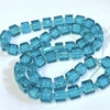 6mm Crackle Glass Cube Beads - Turquoise, approx 50 beads