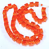 6mm Crackle Glass Cube Beads - Orange, approx 50 beads