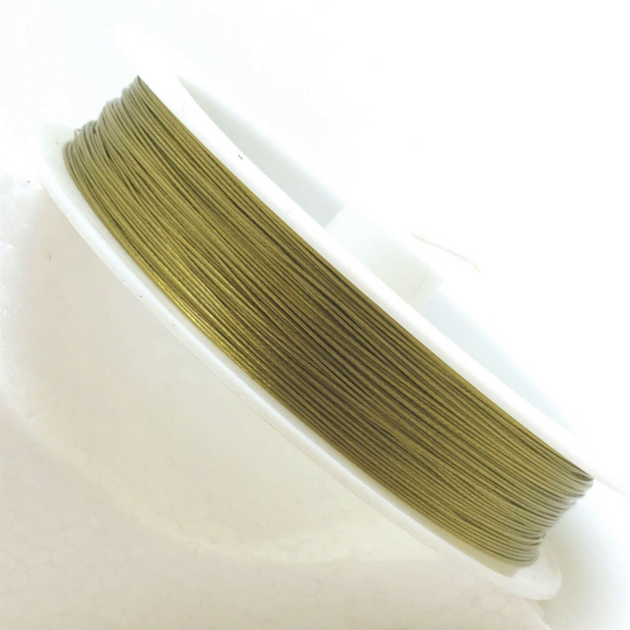 50m roll Tiger Tail - Khaki - 0.38mm (gold/green)