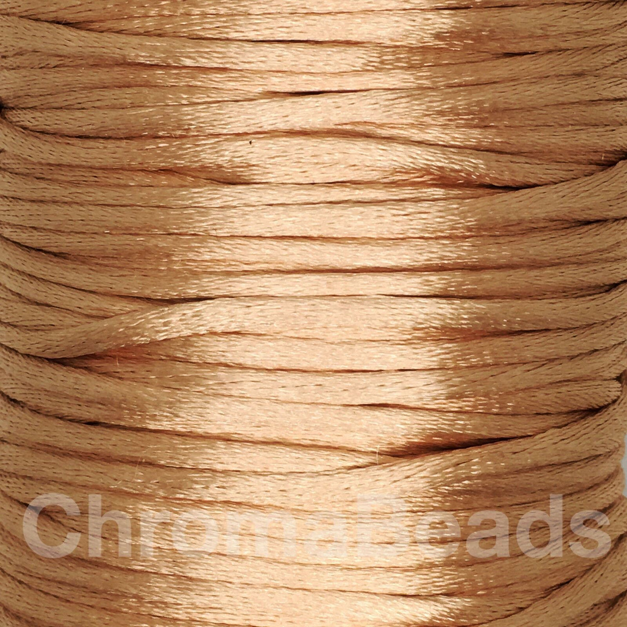 2x Reels of Nylon Cord (Rattail) - Light Rose Gold, approx 45m each