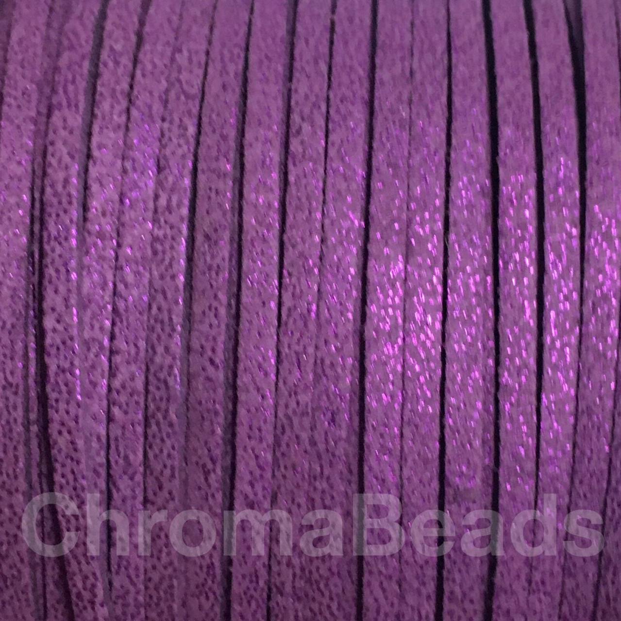 Faux Suede Cord Reel - approx 90m, 3mm wide [Purple Glitter]