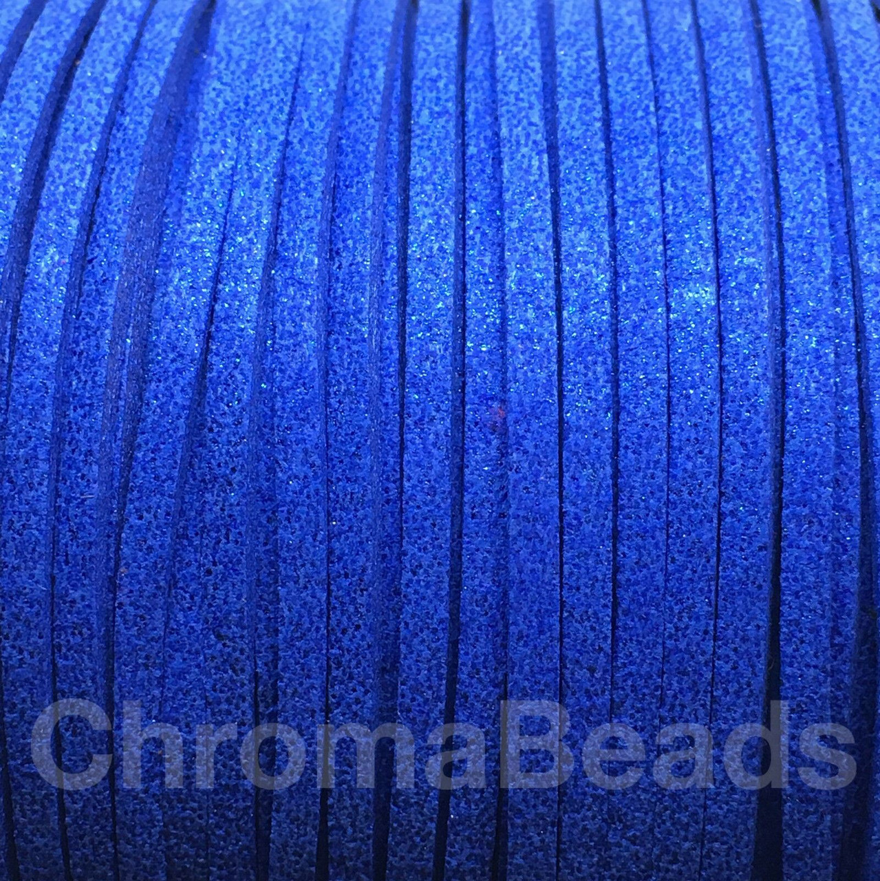 Faux Suede Cord Reel - approx 90m, 3mm wide [Sapphire Blue Glitter]