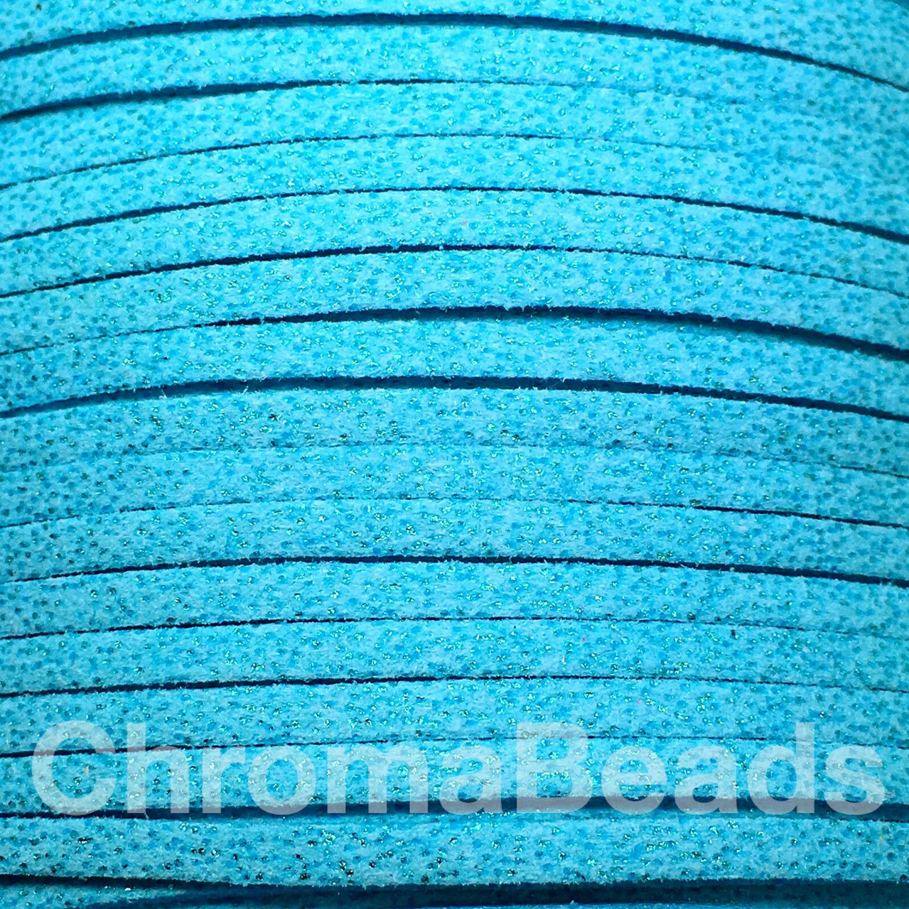 Faux Suede Cord Reel - approx 90m, 3mm wide [Turquoise Glitter]