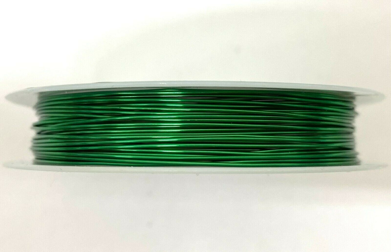 Roll of Copper Wire, 0.3mm thickness, GREEN colour, approx 26m length