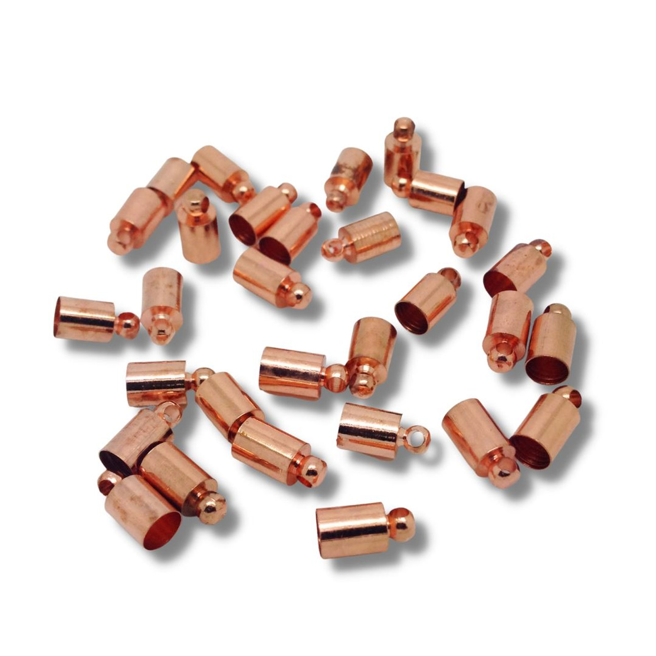 Brass Cord Ends 10mm x 5mm - Pack of 30, Rose Gold coloured