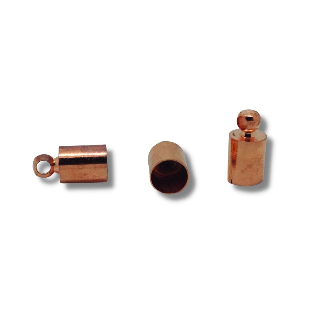 Brass Cord Ends 10mm x 5mm - Pack of 30, Rose Gold coloured