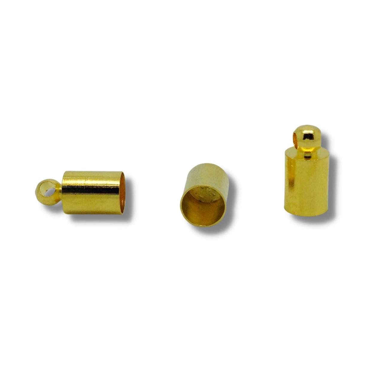 Brass Cord Ends 14mm x 10mm - Pack of 20, Gold coloured