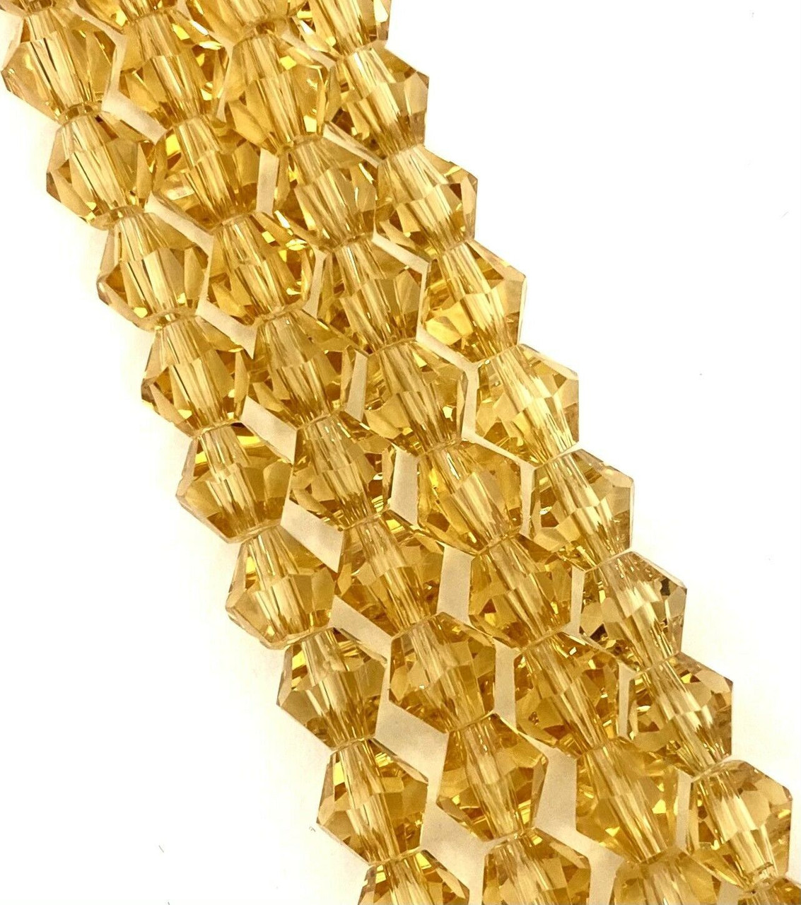 4mm Glass Bicone beads - GOLD - approx 16-18" strand (110-120 beads)