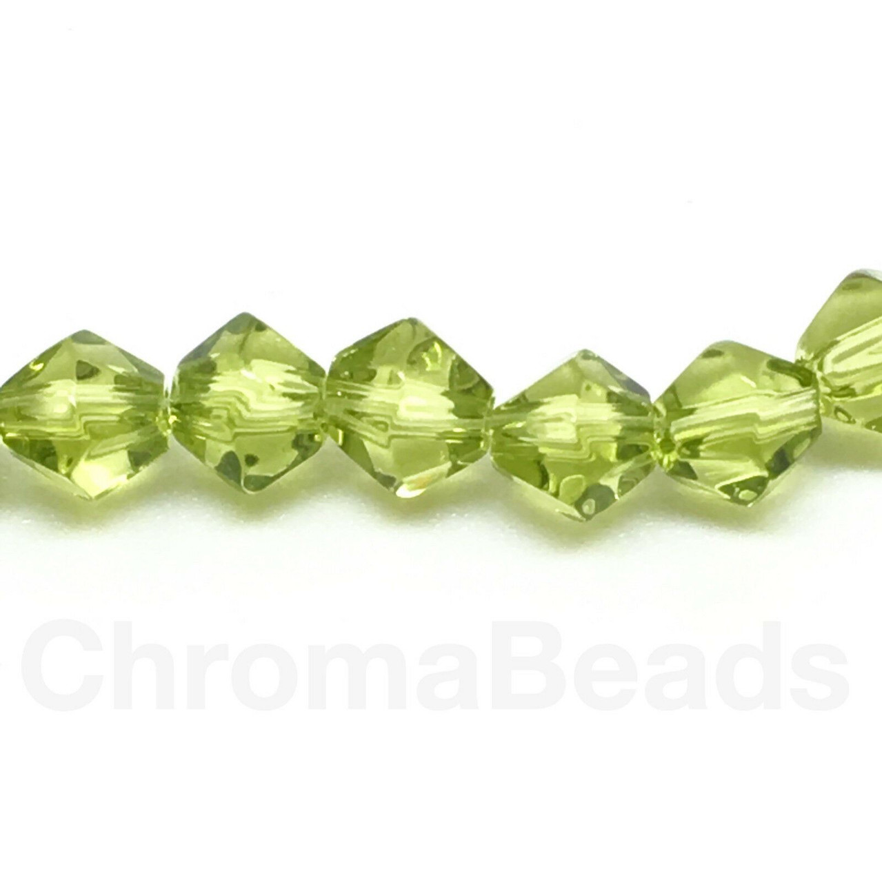 4mm Glass Bicone beads - LIME GREEN - approx 12" strand (75-80 beads)