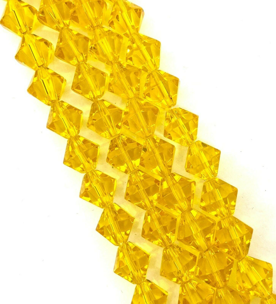 4mm Glass Bicone beads - YELLOW - approx 16-18" strand (110-120 beads)