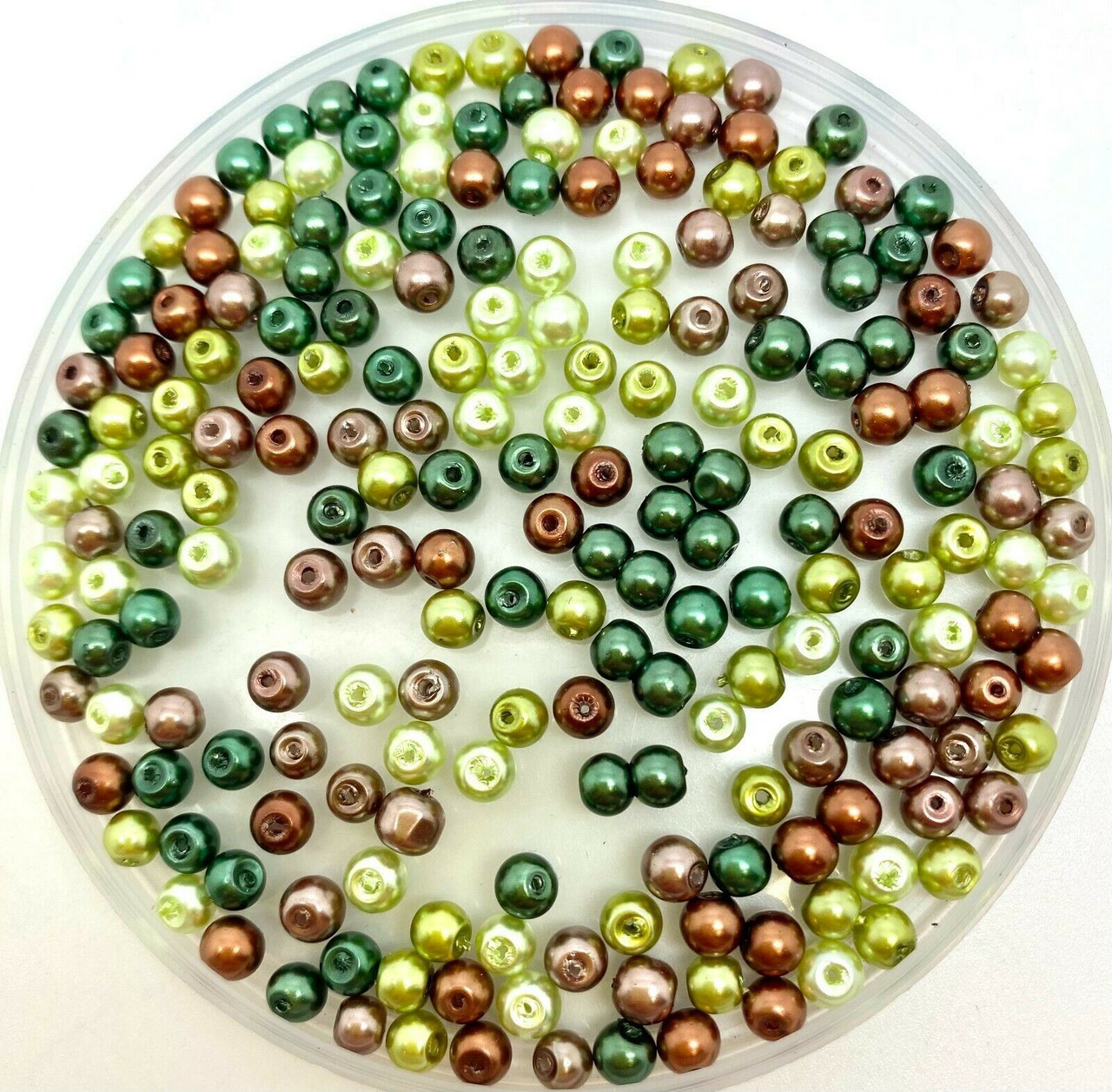 Woodland shades 3mm Glass Pearls