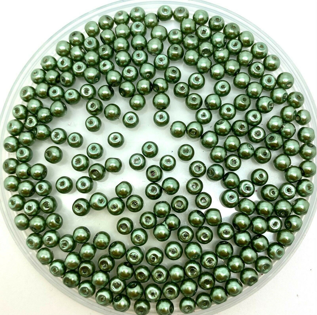 Fern Green 4mm Glass Pearls