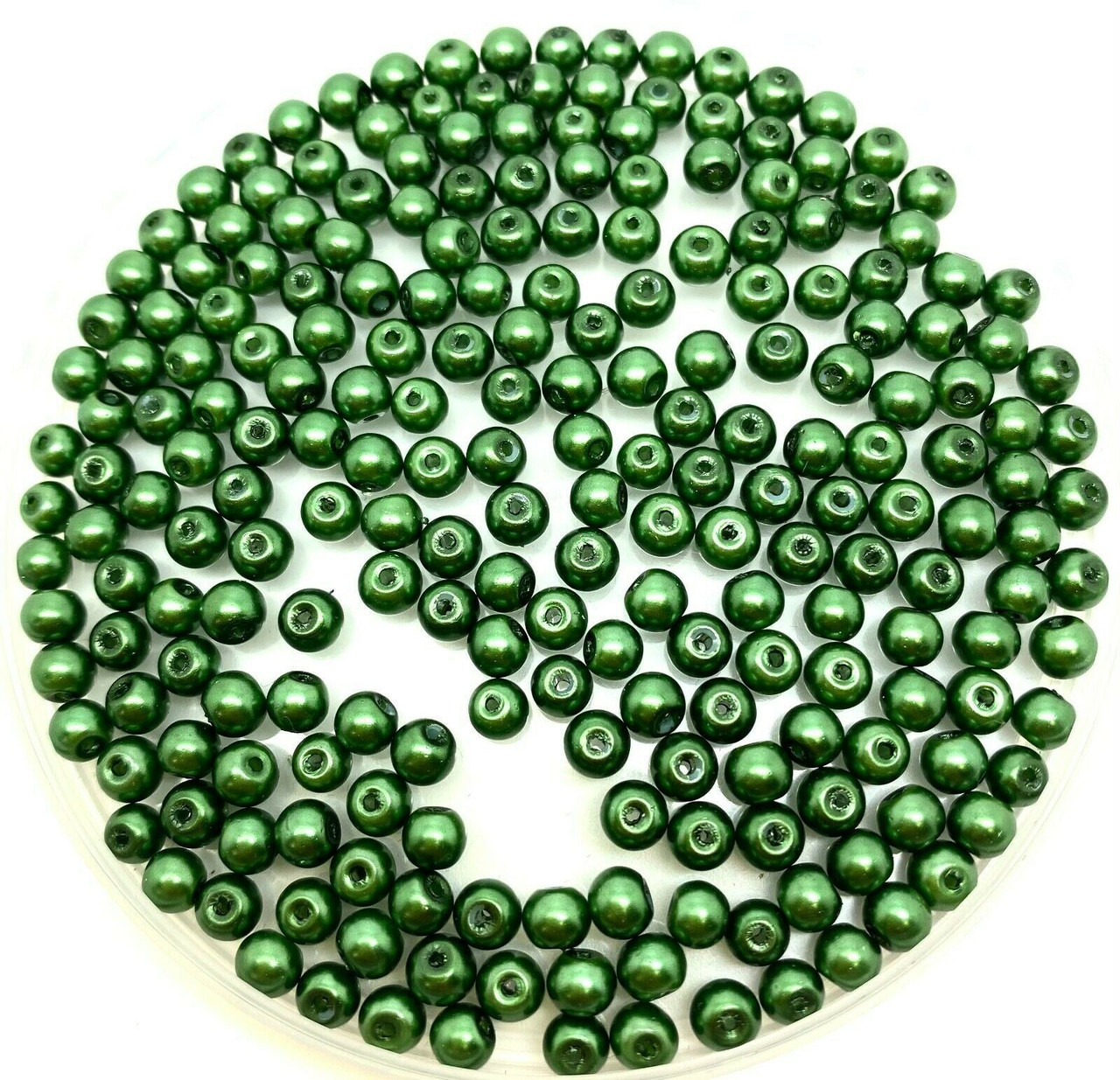 Bottle Green 4mm Glass Pearls