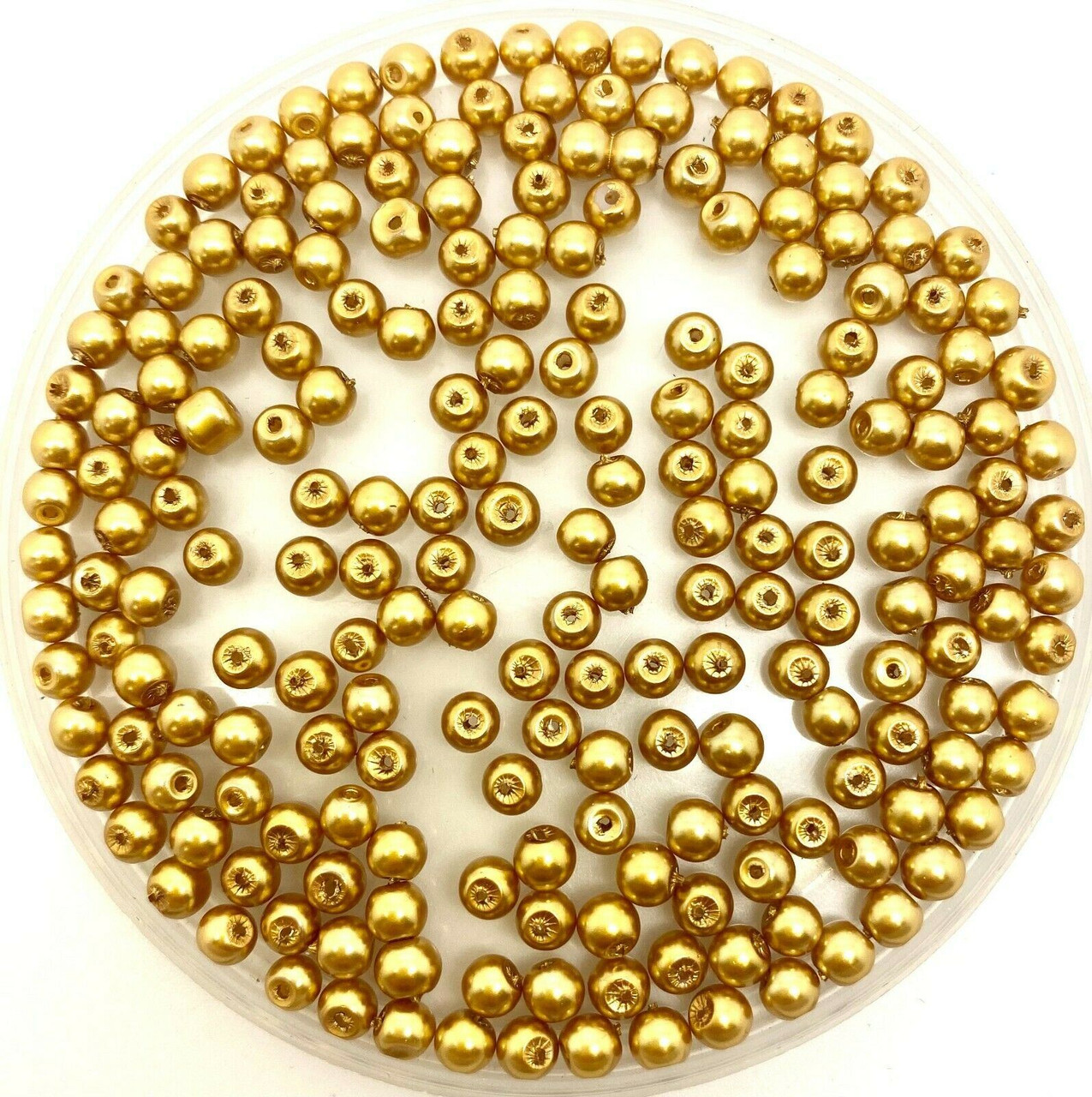 Old Gold 4mm Glass Pearls