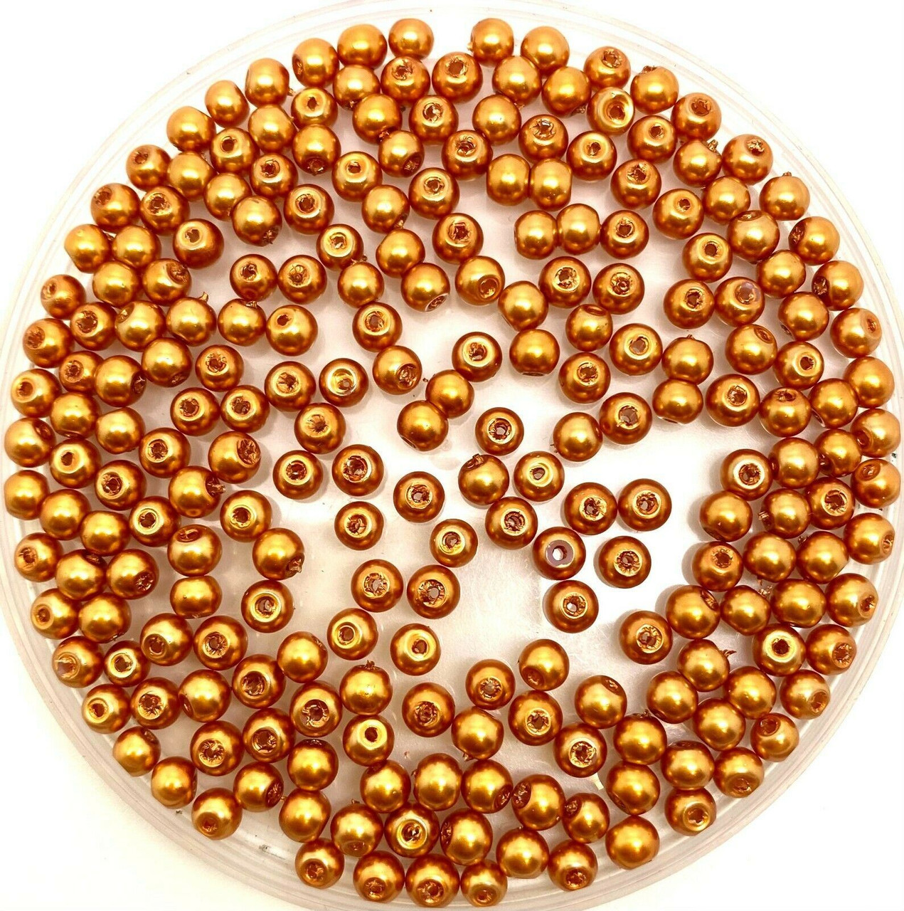 Golden Bronze 4mm Glass Pearls