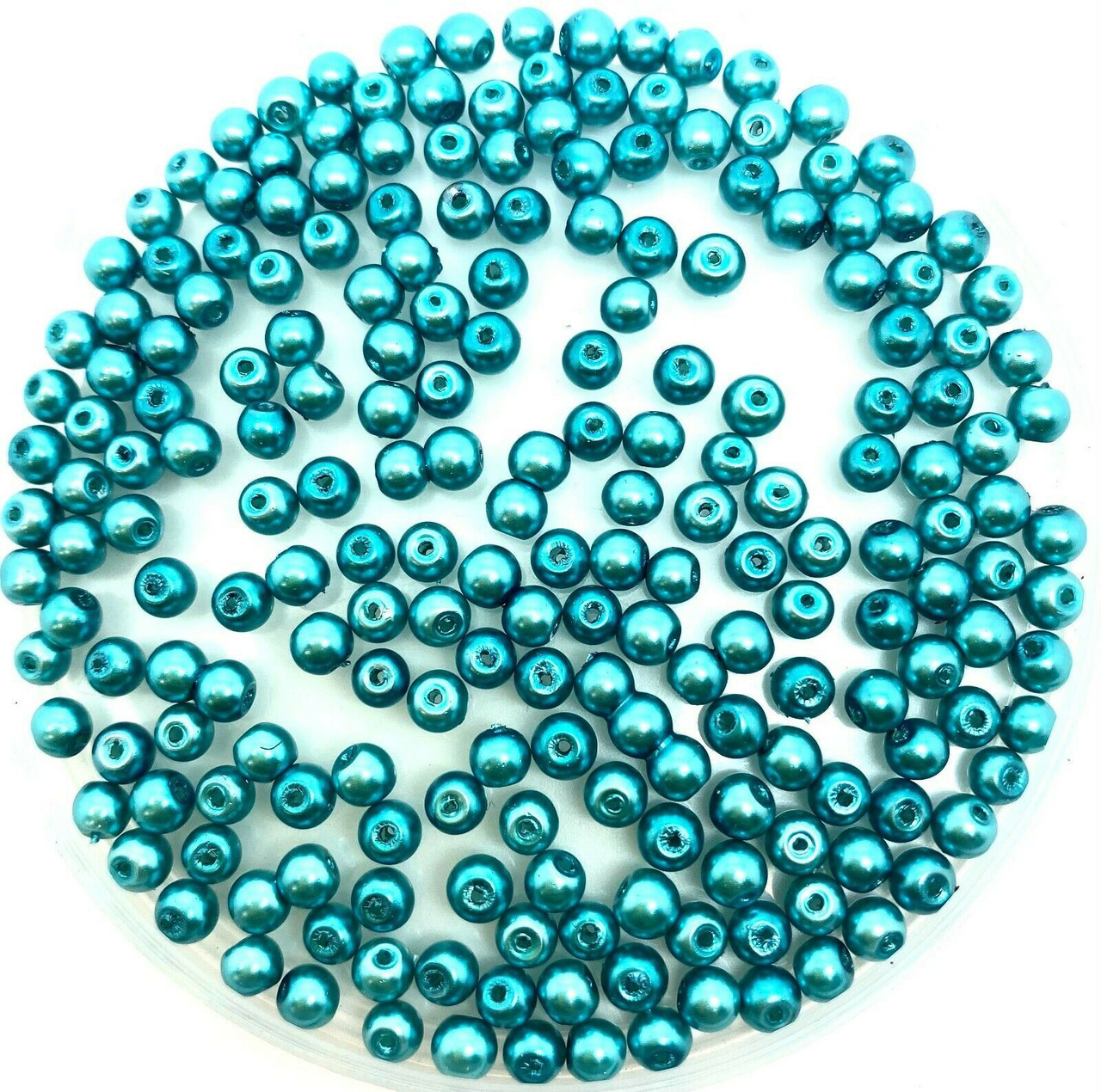 Teal 4mm Glass Pearls