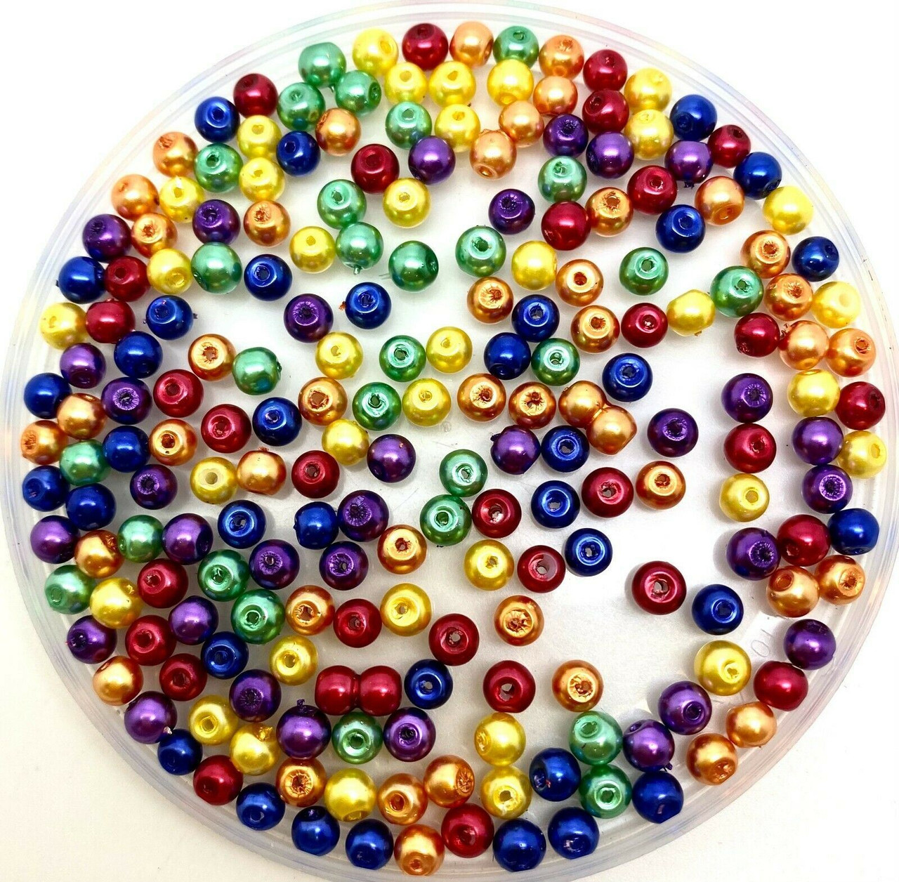 Rainbow Mix 6mm Glass Pearls