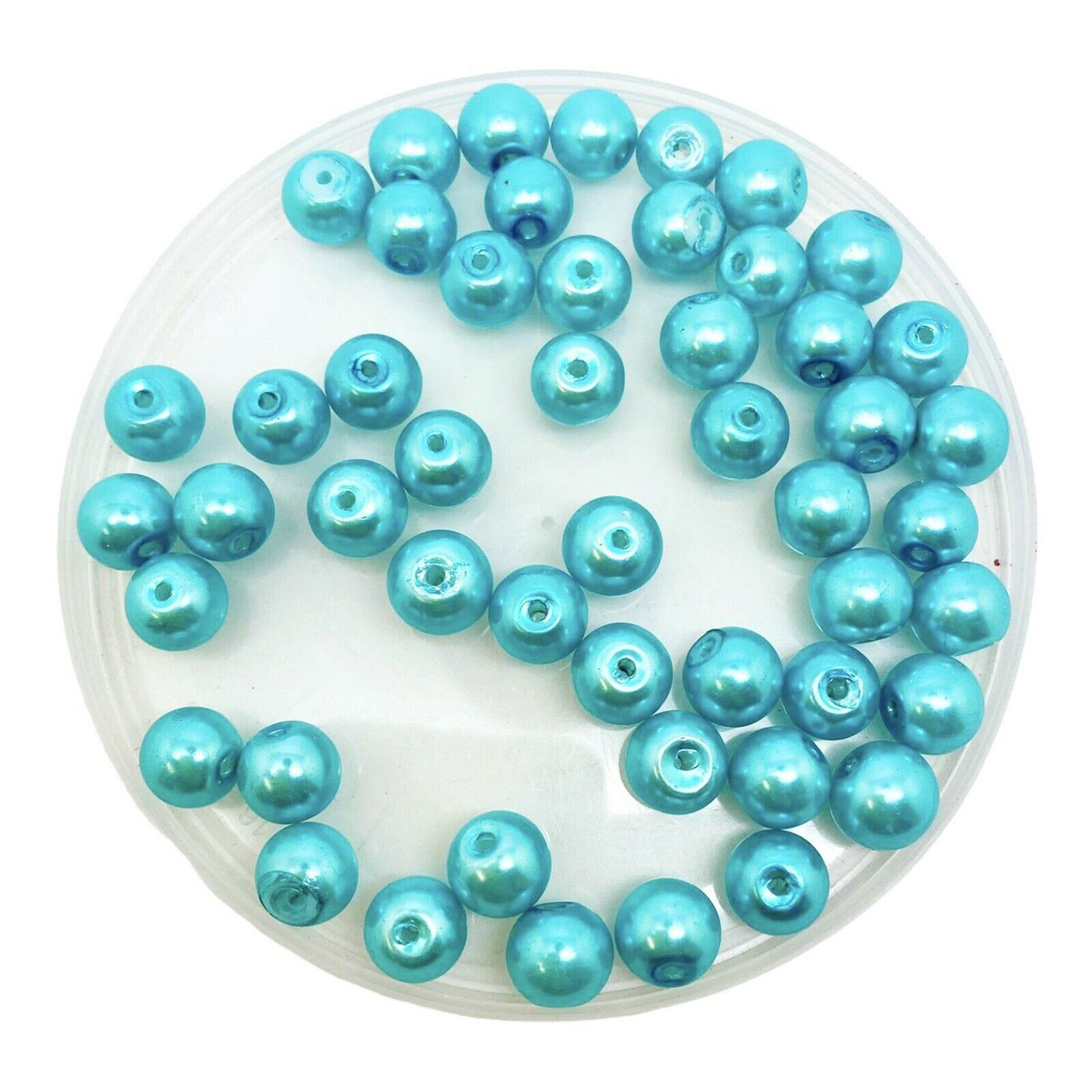 Cyan 6mm Glass Pearls